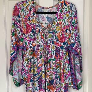 Trina Turk Swim Coverup White with Flowers Size M